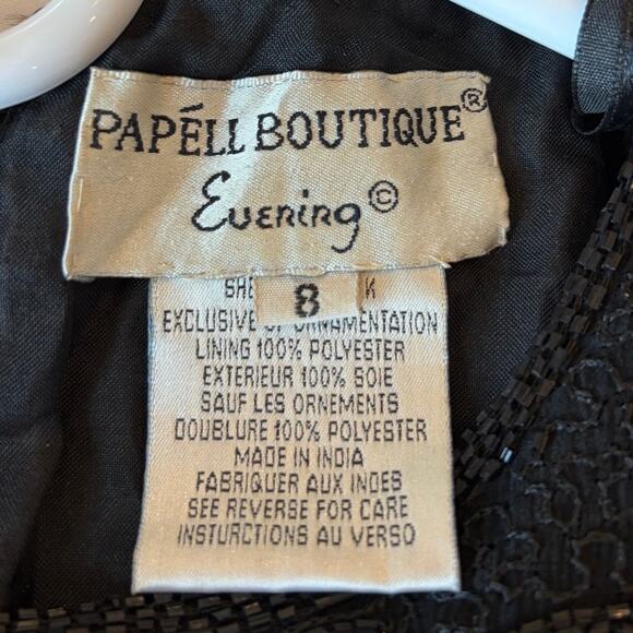 Vintage Papell Boutique Evening Dress Black 8 Sequins Cocktail Party Knee Length - Picture 3 of 9